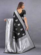 Vedant Vastram Soft Litchi Silk Banarasi Silk Saree - Black