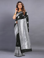 Vedant Vastram Soft Litchi Silk Banarasi Silk Saree - Black