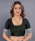 Vedant Vastram Soft Litchi Silk Banarasi Silk Saree - Black