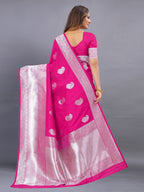 Vedant Vastram Soft Litchi Silk Banarasi Silk Saree - Pink