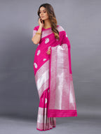 Vedant Vastram Soft Litchi Silk Banarasi Silk Saree - Pink