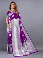 Vedant Vastram Soft Litchi Silk Banarasi Silk Saree - Purple