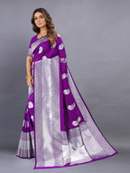 Vedant Vastram Soft Litchi Silk Banarasi Silk Saree - Purple