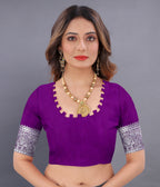 Vedant Vastram Soft Litchi Silk Banarasi Silk Saree - Purple
