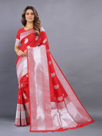 Vedant Vastram Soft Litchi Silk Banarasi Silk Saree - Red