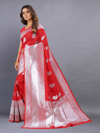 Vedant Vastram Soft Litchi Silk Banarasi Silk Saree - Red
