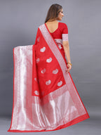 Vedant Vastram Soft Litchi Silk Banarasi Silk Saree - Red