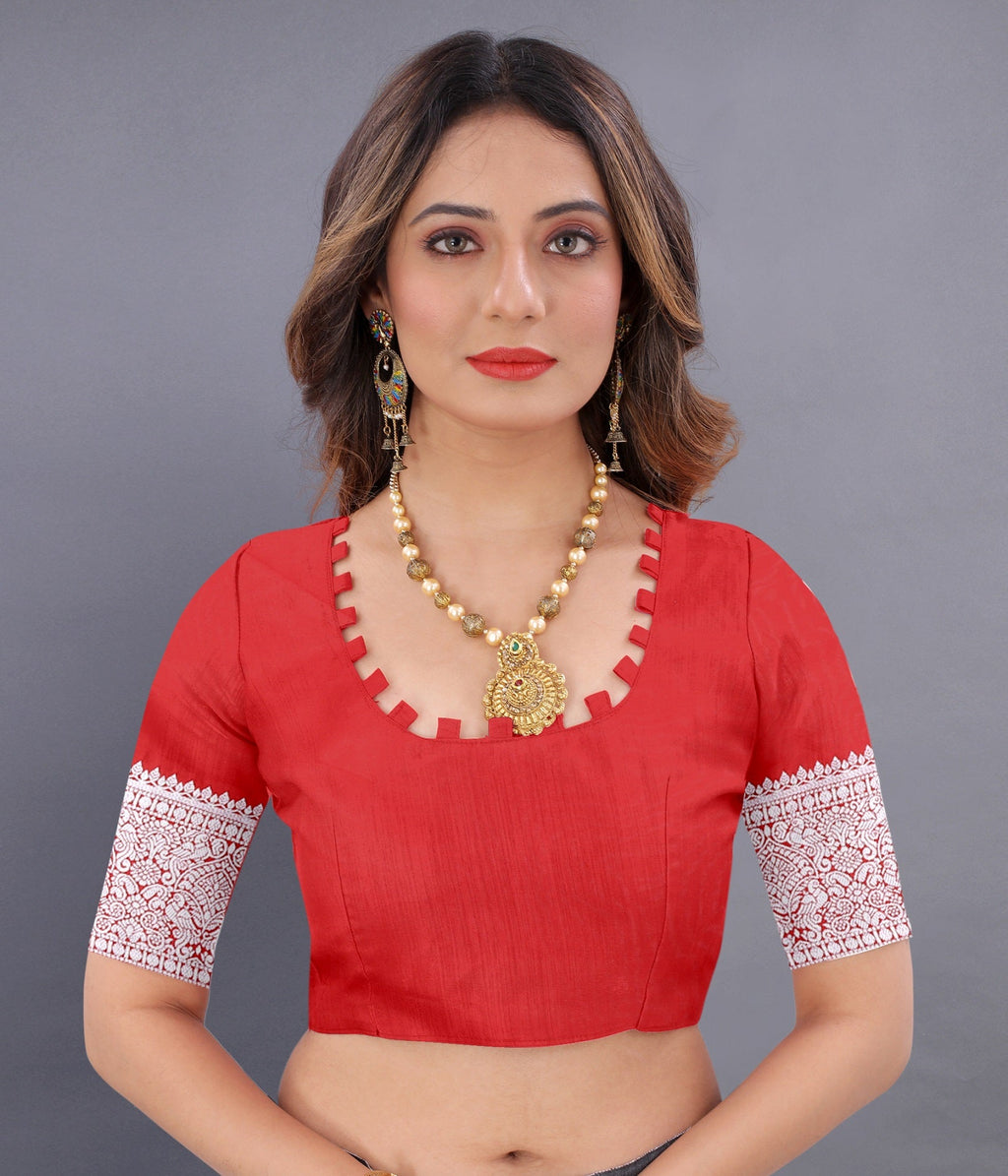 Vedant Vastram Soft Litchi Silk Banarasi Silk Saree - Red