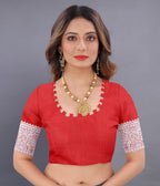 Vedant Vastram Soft Litchi Silk Banarasi Silk Saree - Red