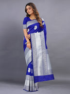 Vedant Vastram Soft Litchi Silk Banarasi Silk Saree - Royal Blue