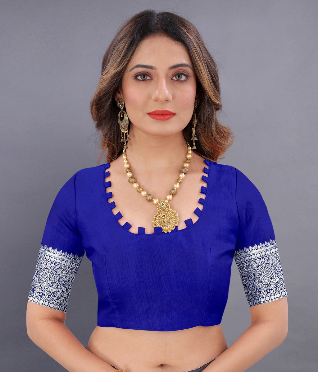 Vedant Vastram Soft Litchi Silk Banarasi Silk Saree - Royal Blue