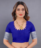 Vedant Vastram Soft Litchi Silk Banarasi Silk Saree - Royal Blue