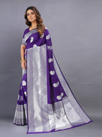 Vedant Vastram Soft Litchi Silk Banarasi Silk Saree - Violet