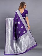 Vedant Vastram Soft Litchi Silk Banarasi Silk Saree - Violet