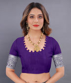 Vedant Vastram Soft Litchi Silk Banarasi Silk Saree - Violet