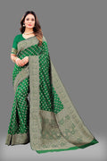 Vedant Vastram Soft Litchi Silk Banarasi Silk Saree - Green