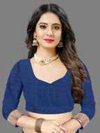 Vedant Vastram Soft Litchi Silk Banarasi Silk Saree - Navy