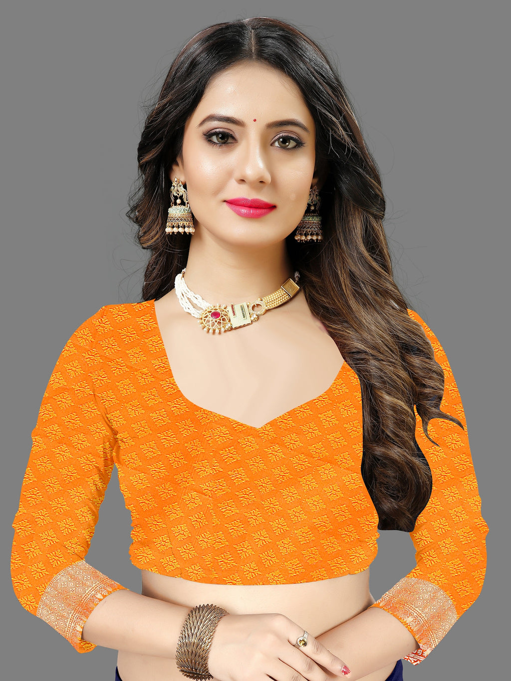 Vedant Vastram Soft Litchi Silk Banarasi Silk Saree - Orange
