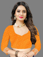 Vedant Vastram Soft Litchi Silk Banarasi Silk Saree - Orange