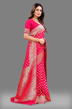 Vedant Vastram Soft Litchi Silk Banarasi Silk Saree - Pink