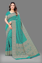 Vedant Vastram Soft Litchi Silk Banarasi Silk Saree - Rama