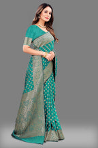 Vedant Vastram Soft Litchi Silk Banarasi Silk Saree - Rama
