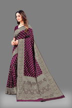 Vedant Vastram Soft Litchi Silk Banarasi Silk Saree - Wine
