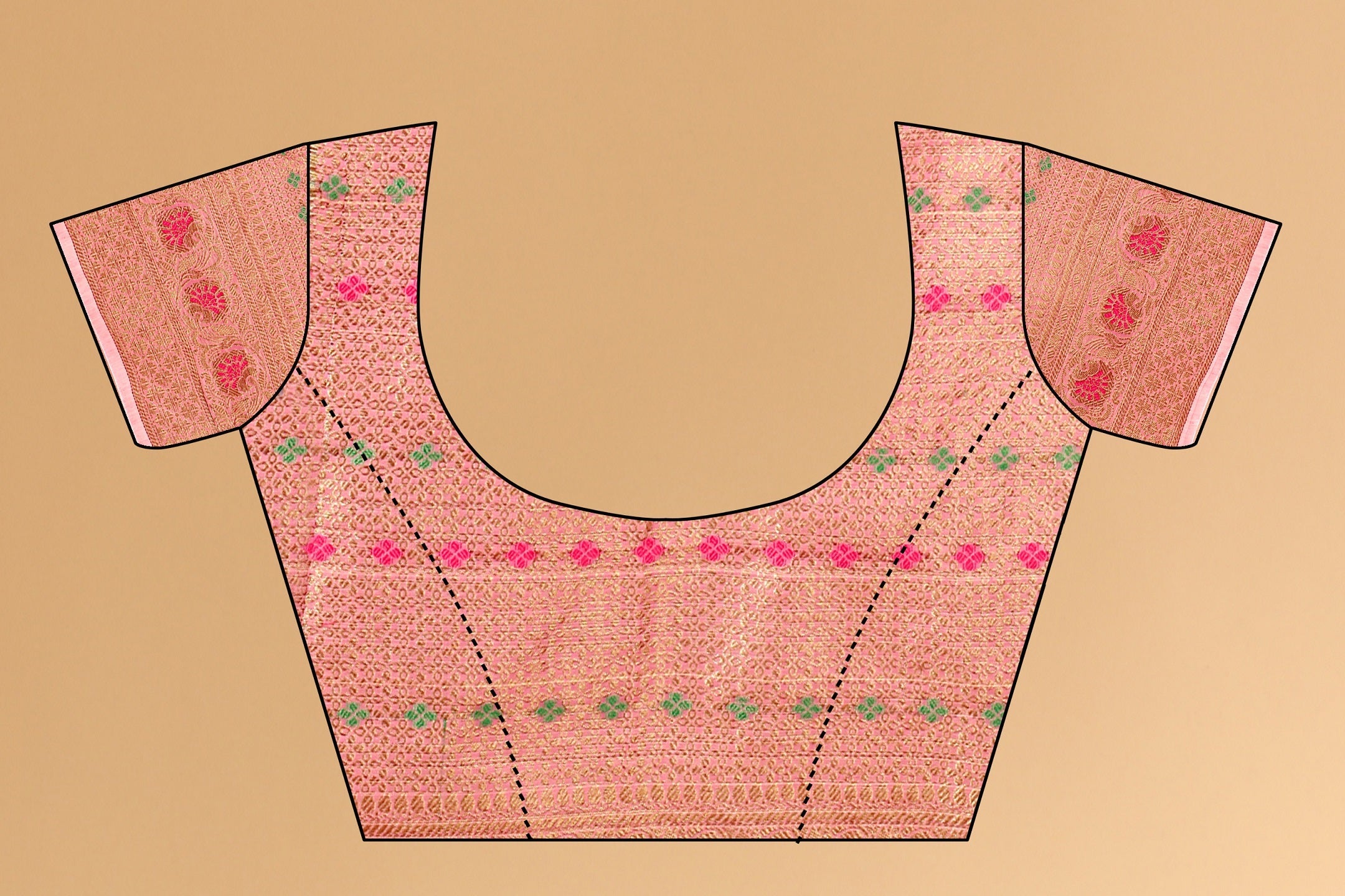 Vedant Vastram Soft Cotton Silk Kanjeevaram Saree - Pink - Distacart