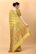 Vedant Vastram Soft Cotton Silk Kanjeevaram Saree - Yellow - Distacart