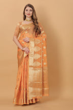 Vedant Vastram Organza Silk Banarasi Silk Saree - Orange