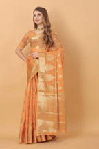 Vedant Vastram Organza Silk Banarasi Silk Saree - Orange