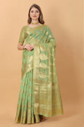 Vedant Vastram Organza Silk Banarasi Silk Saree - Parrot