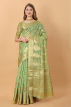 Vedant Vastram Organza Silk Banarasi Silk Saree - Parrot