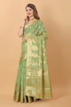 Vedant Vastram Organza Silk Banarasi Silk Saree - Parrot