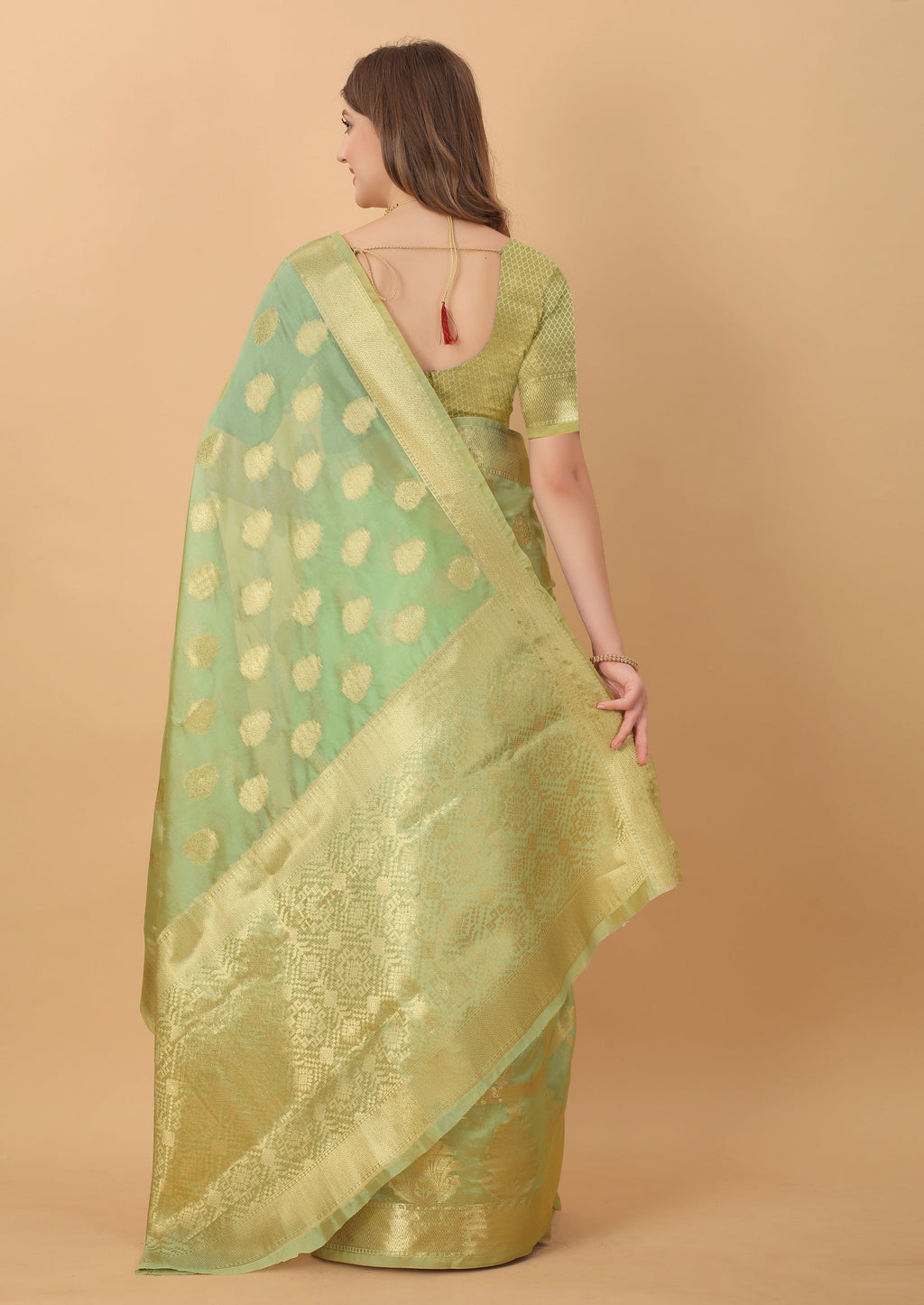 Vedant Vastram Organza Silk Banarasi Silk Saree - Parrot
