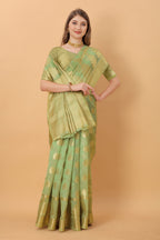 Vedant Vastram Organza Silk Banarasi Silk Saree - Parrot