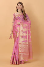 Vedant Vastram Organza Silk Banarasi Silk Saree - Pink