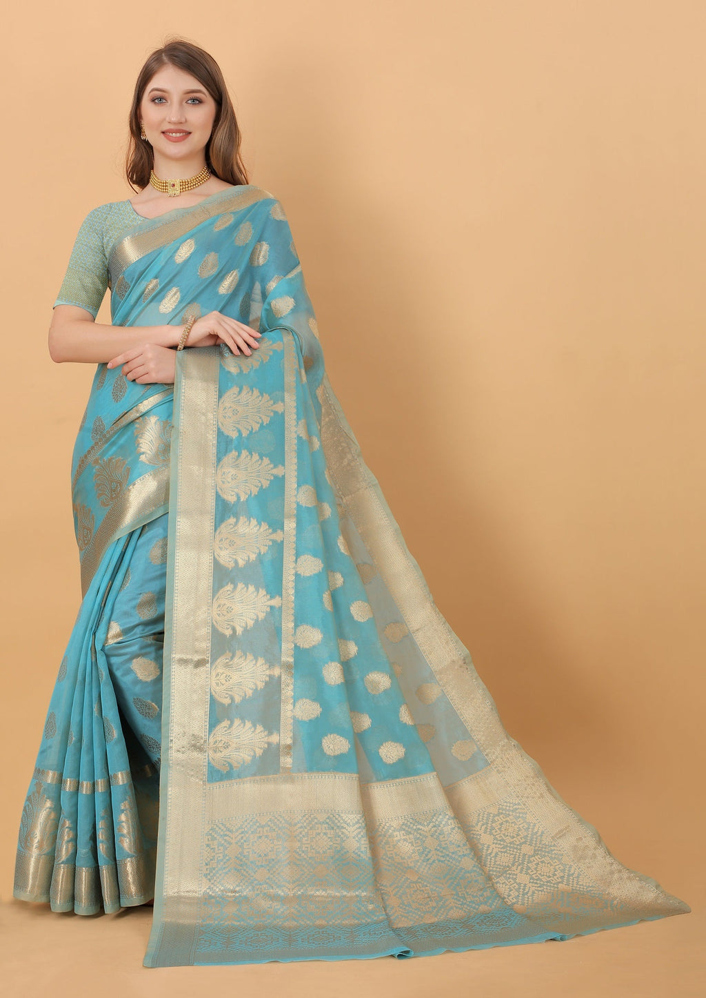 Vedant Vastram Organza Silk Banarasi Silk Saree - Rama