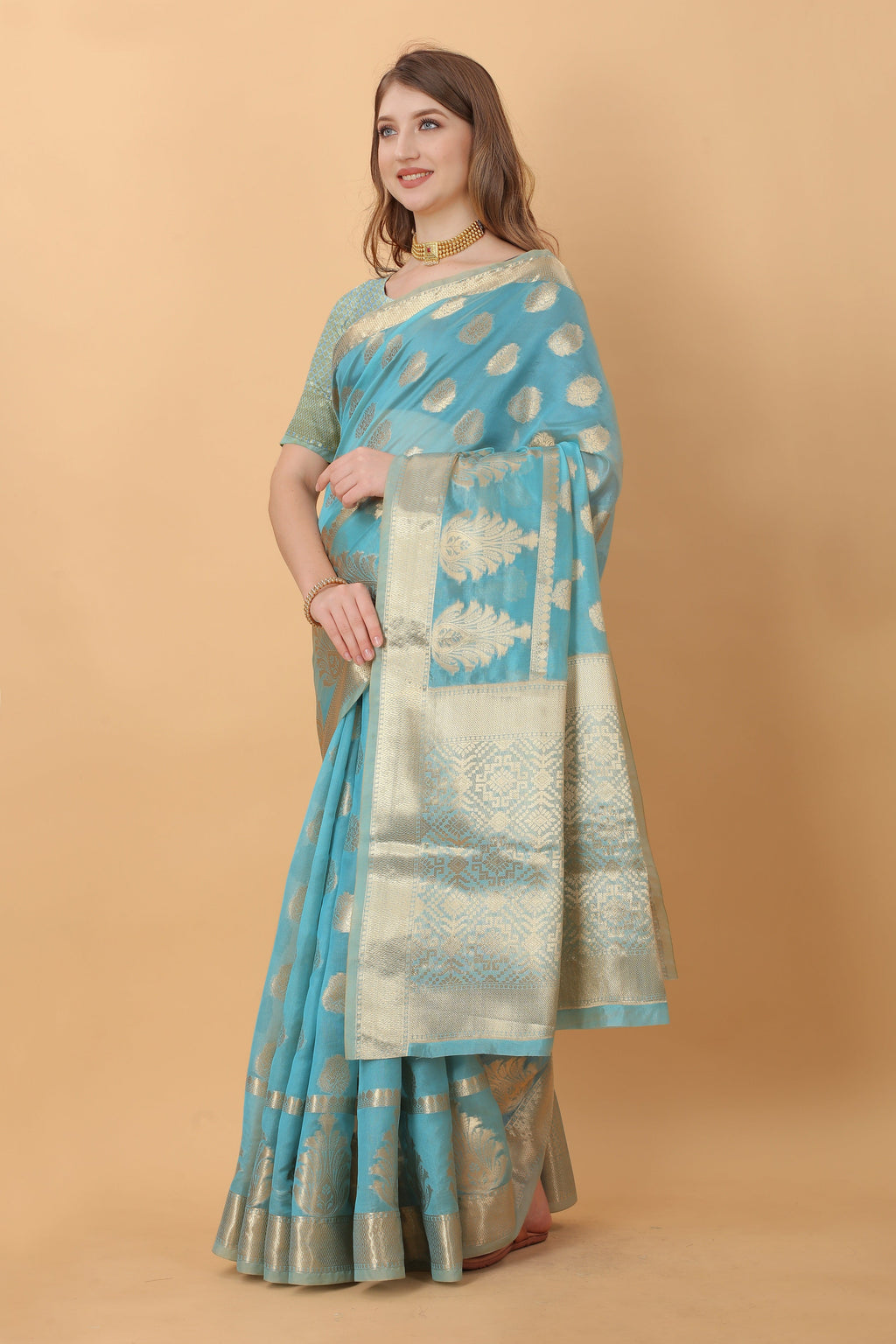 Vedant Vastram Organza Silk Banarasi Silk Saree - Rama