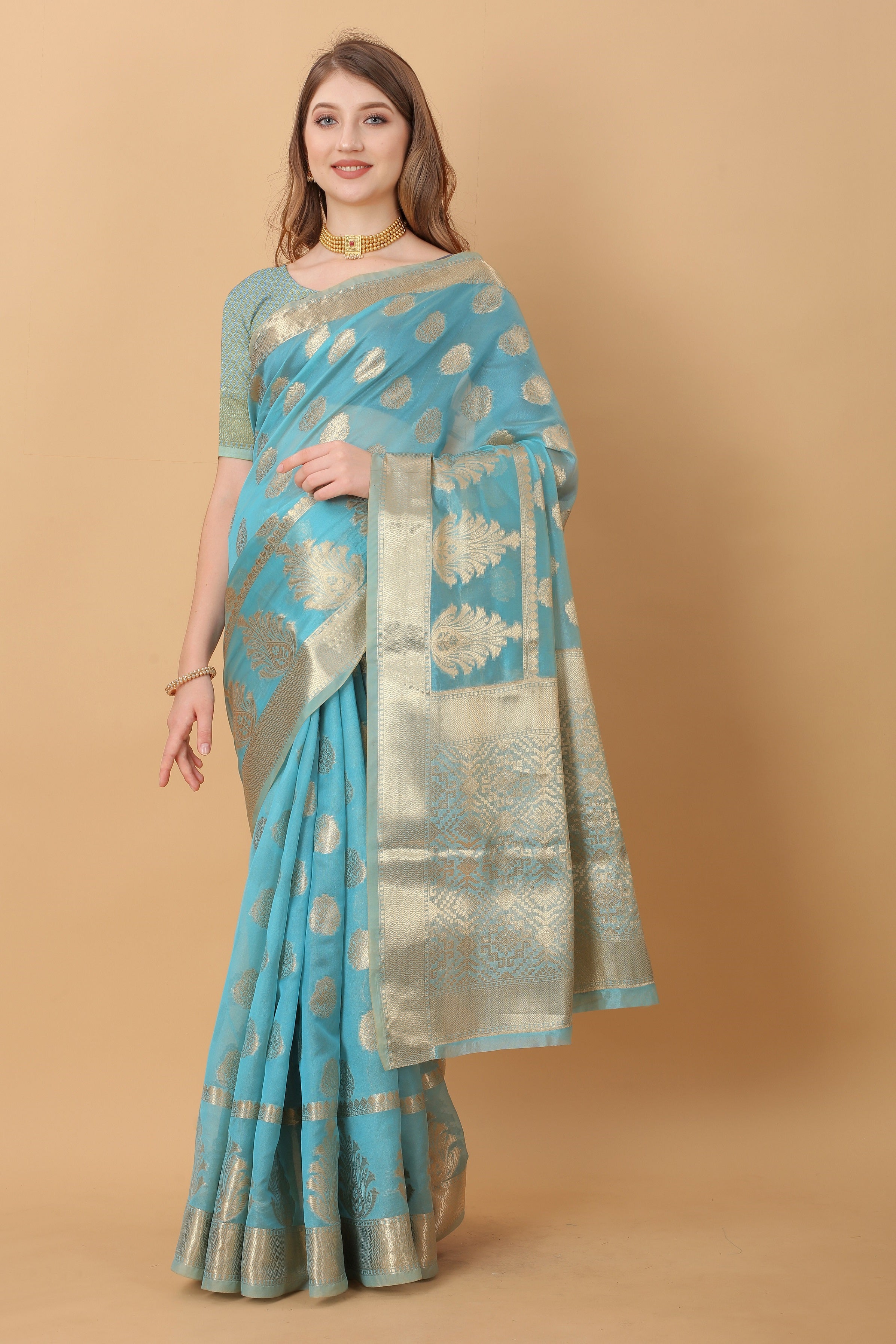 Vedant Vastram Organza Silk Banarasi Silk Saree - Rama