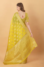 Vedant Vastram Organza Silk Banarasi Silk Saree - Yellow