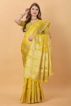 Vedant Vastram Organza Silk Banarasi Silk Saree - Yellow