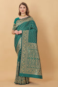 Vedant Vastram Soft Litchi Silk Kanjeevaram Saree - Green