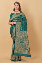 Vedant Vastram Soft Litchi Silk Kanjeevaram Saree - Green