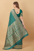 Vedant Vastram Soft Litchi Silk Kanjeevaram Saree - Green