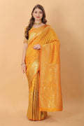 Vedant Vastram Soft Litchi Silk Kanjeevaram Saree - Mustard