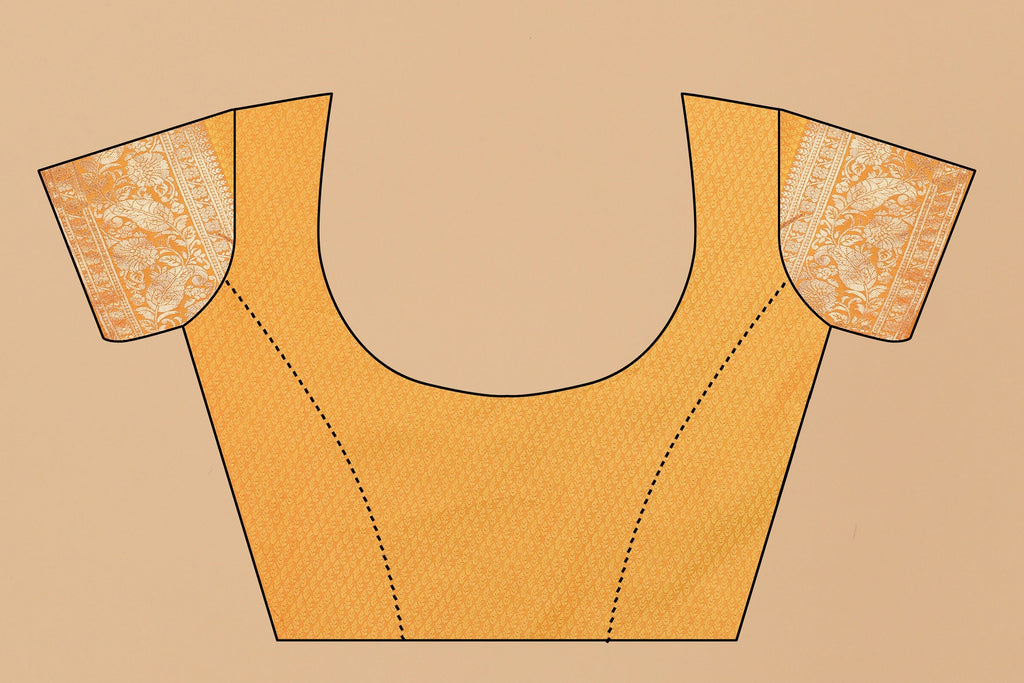 Vedant Vastram Soft Litchi Silk Kanjeevaram Saree - Mustard