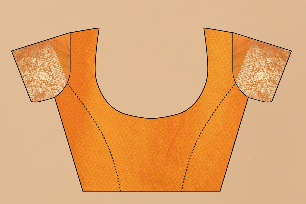 Vedant Vastram Soft Litchi Silk Kanjeevaram Saree - Orange