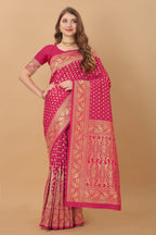 Vedant Vastram Soft Litchi Silk Kanjeevaram Saree - Pink