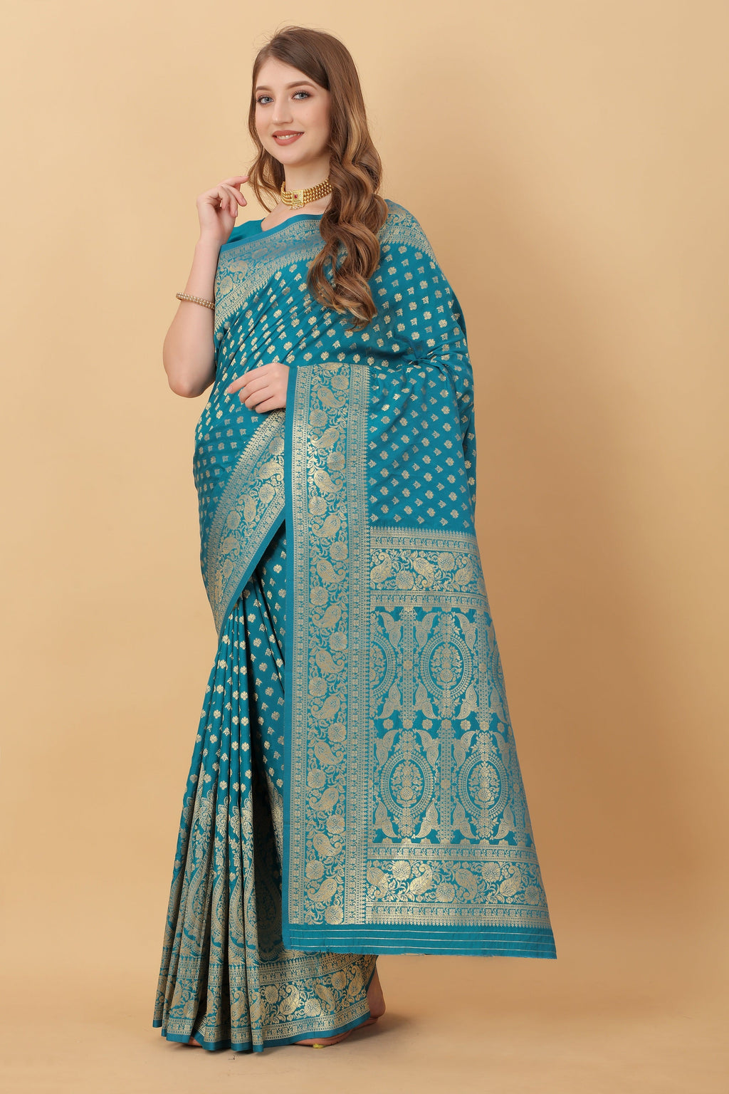 Vedant Vastram Soft Litchi Silk Kanjeevaram Saree - Rama